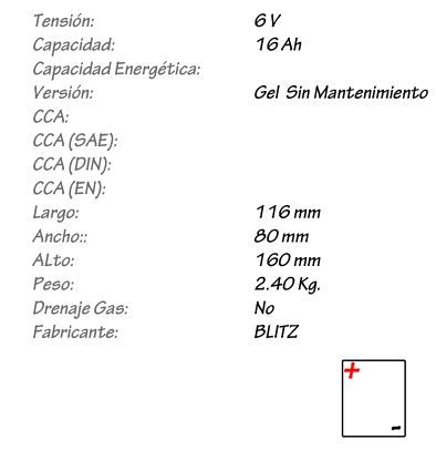 Batería de Gel BLITZ Modelo 01611
