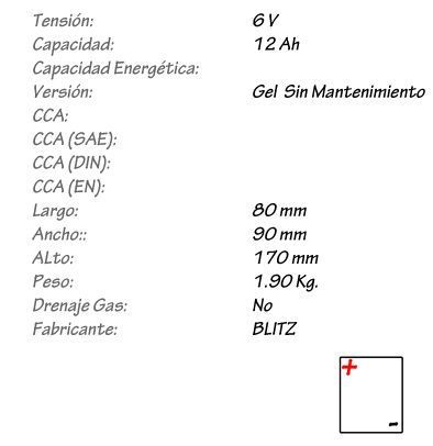 Batería de Gel BLITZ Modelo 0811
