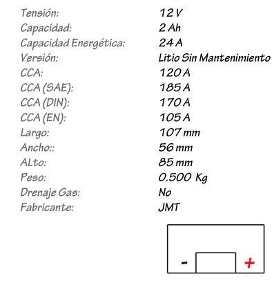 Batería de Litio JMT Modelo HJT01-20-FP