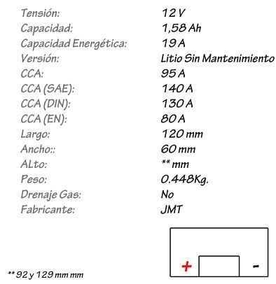 Batería de Litio JMT Modelo HJB5L-FP