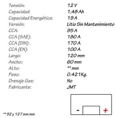 Batería de Litio JMT Modelo HJB5-FP