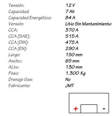 Batería de Litio JMT Modelo HJT12-FPZ-S