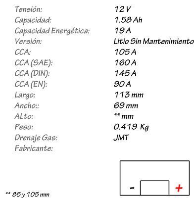 Batería de Litio JMT Modelo HJTX5L-FP