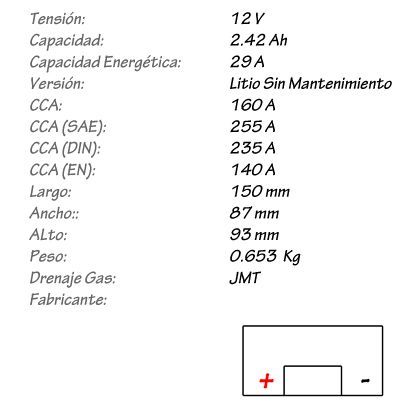 Batería de Litio JMT Modelo HJTX7A-FP