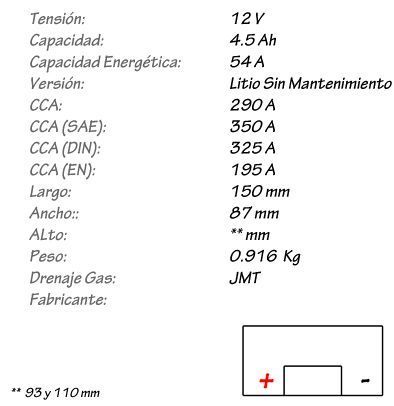 Batería de Litio JMT Modelo HJTZ14S-FP