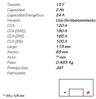 Batería de Litio JMT Modelo HJTZ5S-FP