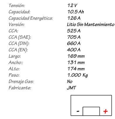 Batería de Litio V-TWIN JMT Modelo VTB-2